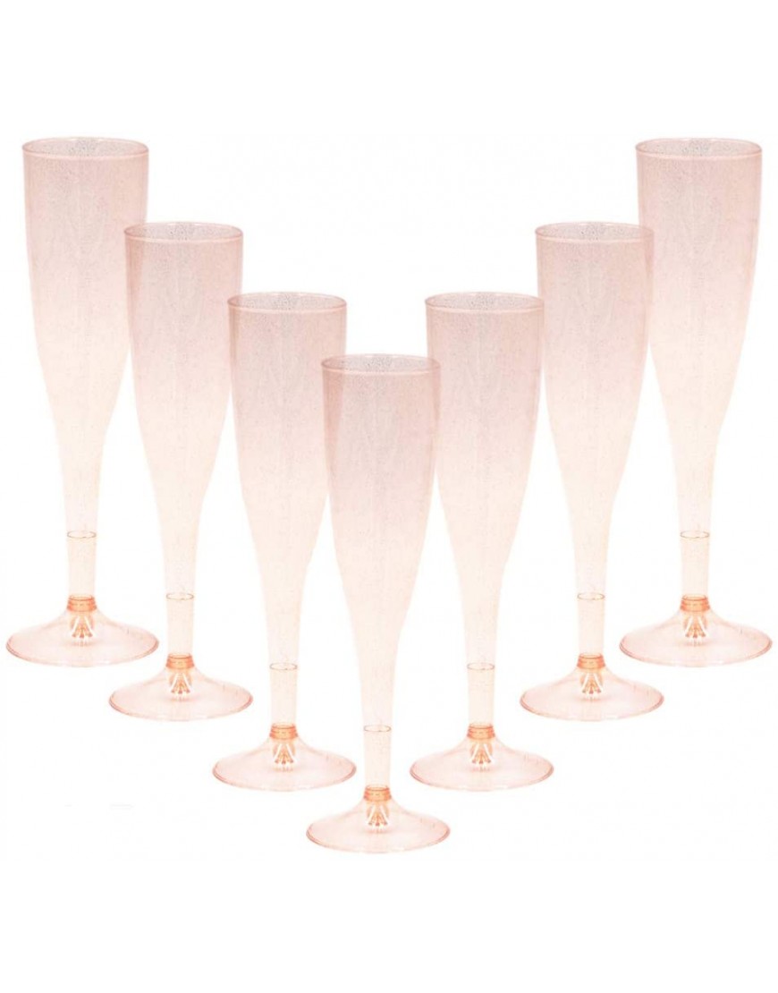Homy Feel Rose Gold Glitter Plastic Rose Gold Wine Glasses 30 Pack Champagne Flutes Disposable for Valentine's Day,Plastic Champagne Flutes,Mimosa Bar Glasses,Valentine's day Supplies