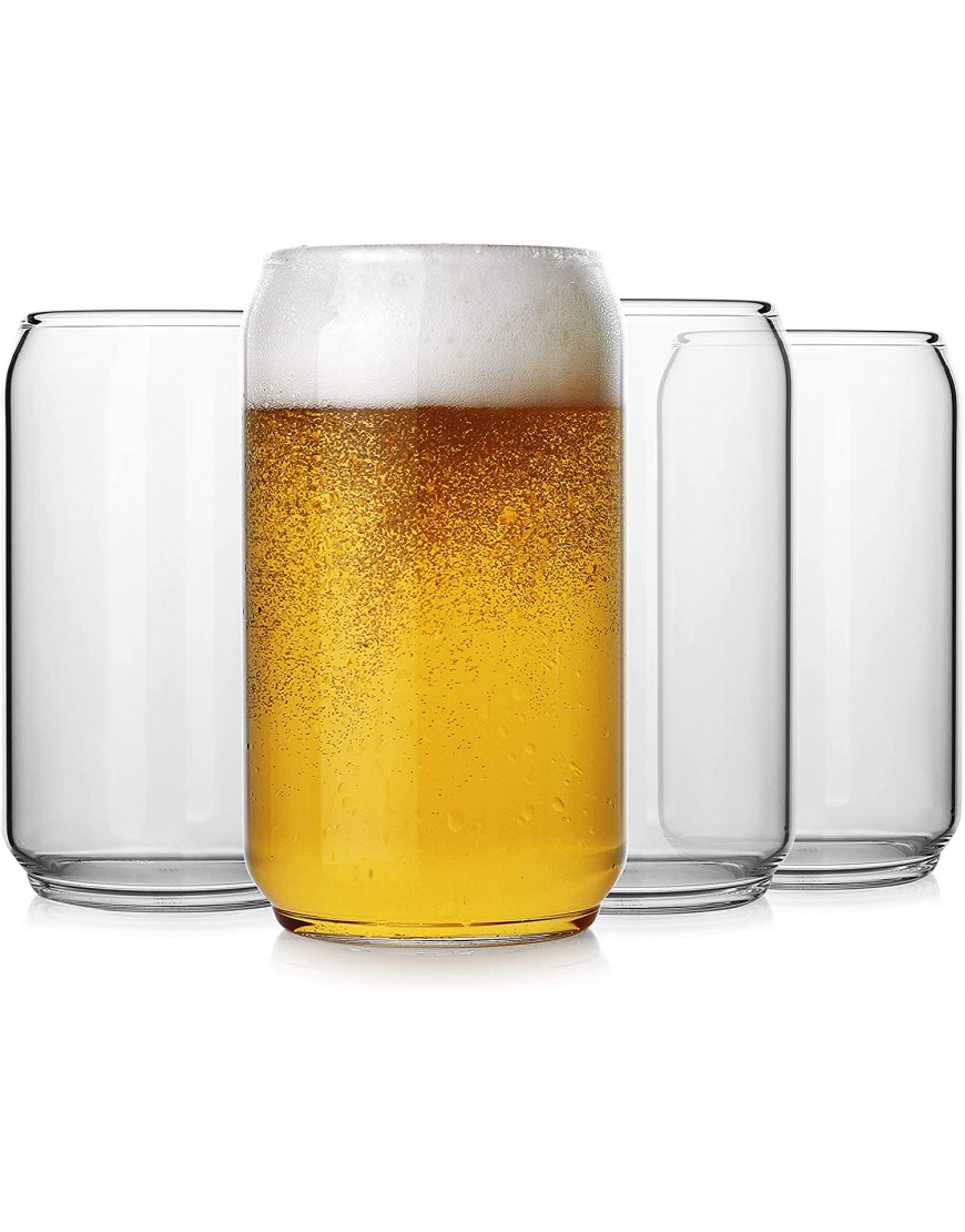 Large Beer glasses,20 oz Can Shaped Beer Glasses Set of 4,Elegant Shaped Drinking Glasses is Ideal Gift,Tumbler Beer Glasses Great for Any Drink and Any Occasion
