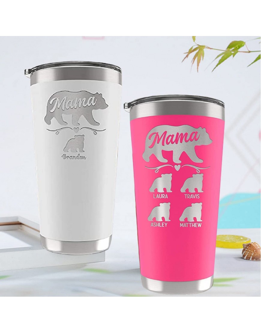 Mama Bear Tumbler,Christmas Day Gifts,Mother's Day,Birthday Gifts for Mom,Personalized 20 or 30 oz-10 Colors-Names up to 8 Cubs,Custom Mom Tumbler-Gifts for Mom from Daughter,Son