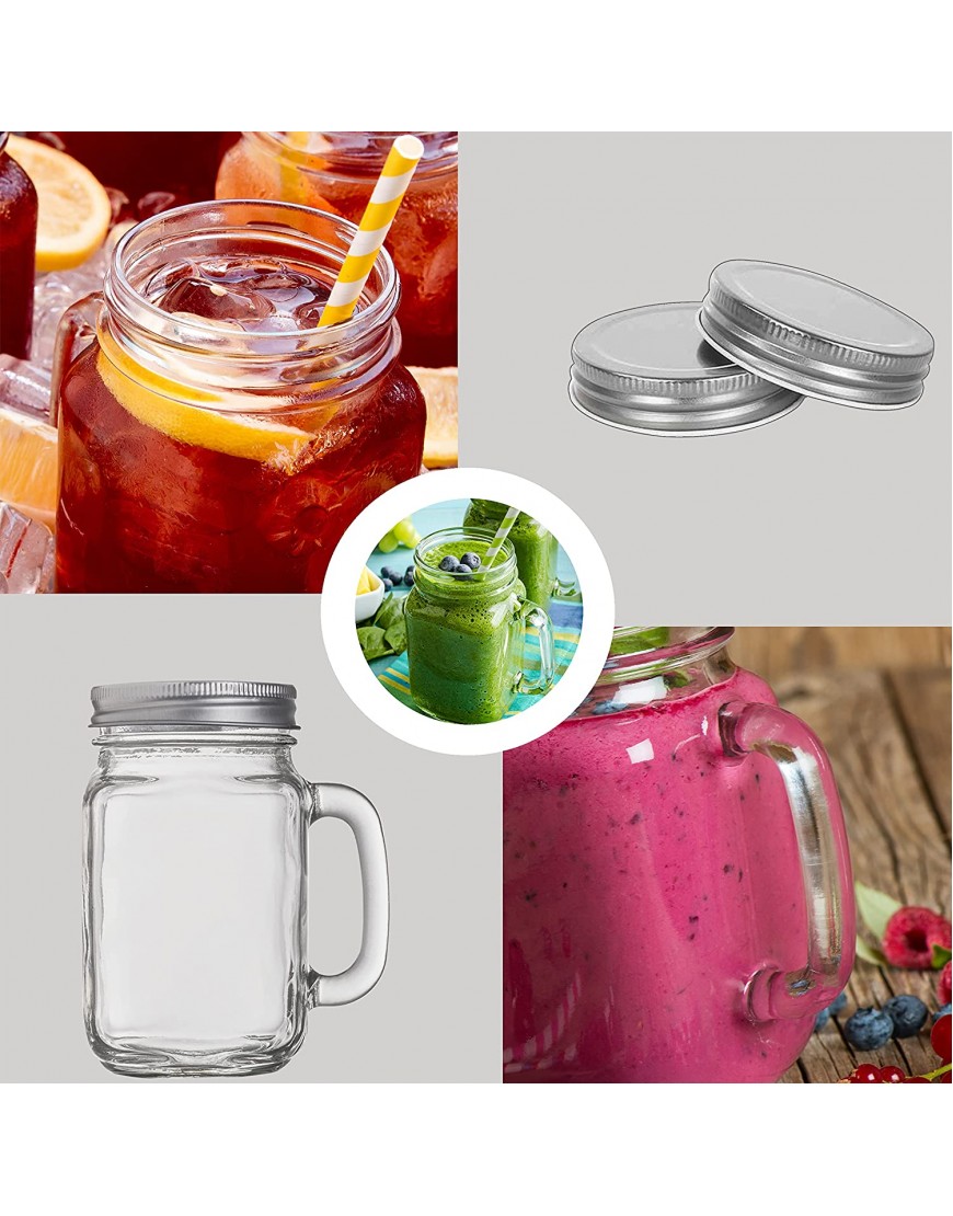 Mason Jar Cups Mason Jars With Handle And Lids Mason Jar Drinking Glasses Glass Mason Jar Mugs 16 oz –12 Pack