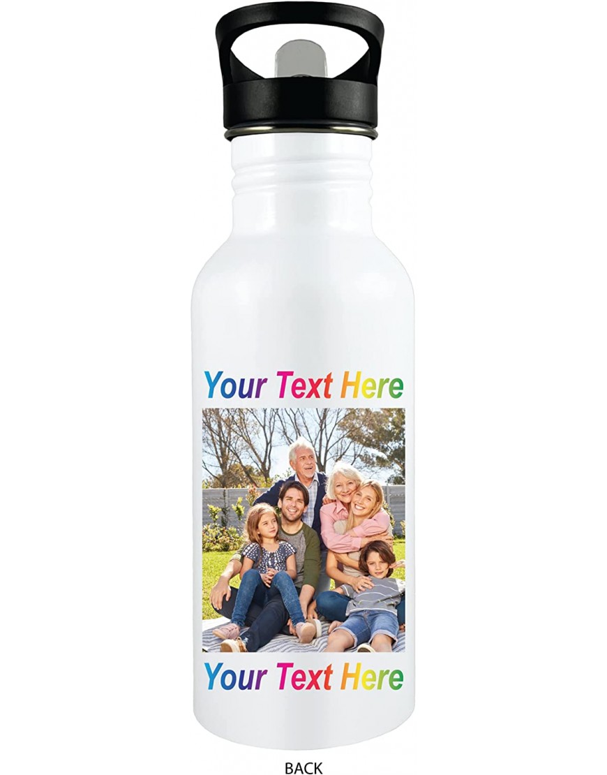 PersonalizationStreet Customize Your Own Personalized Tumbler Bottle Add Any Text Photo and or Logo – 20 oz Stainless Steel with Straw Lid