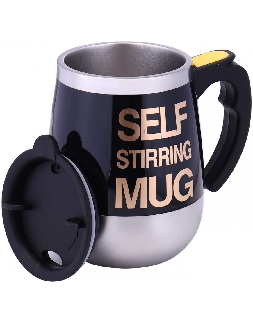 Self Stirring Mug Auto Self Mixing Stainless Steel Cup for Coffee Tea Hot Chocolate Milk Mug for Office Kitchen Travel Home -450ml 15oz The best gift（black）