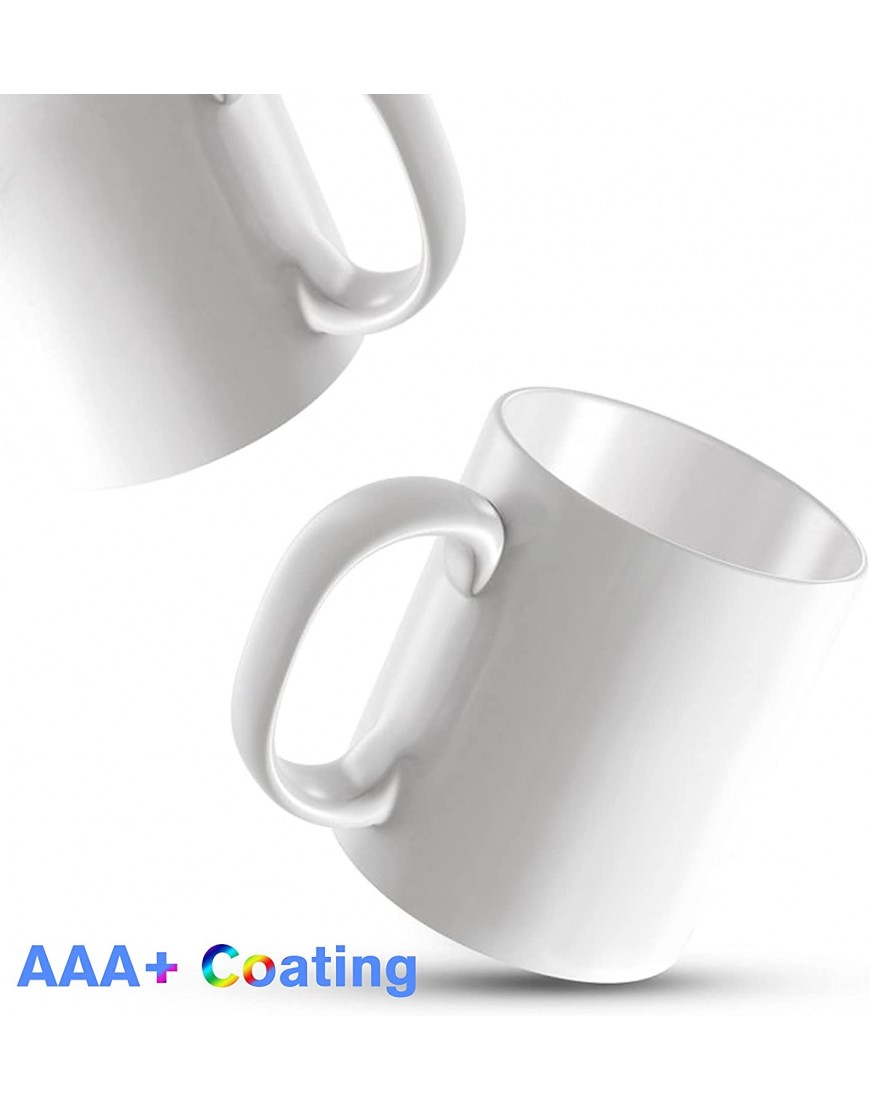 Set of 6 White Sublimation Blank Coffee Mugs+6PCS Sublimation Cup Coaster 11oz Tea Chocolate Ceramic Cups- DIY Porcelain Classic Mug