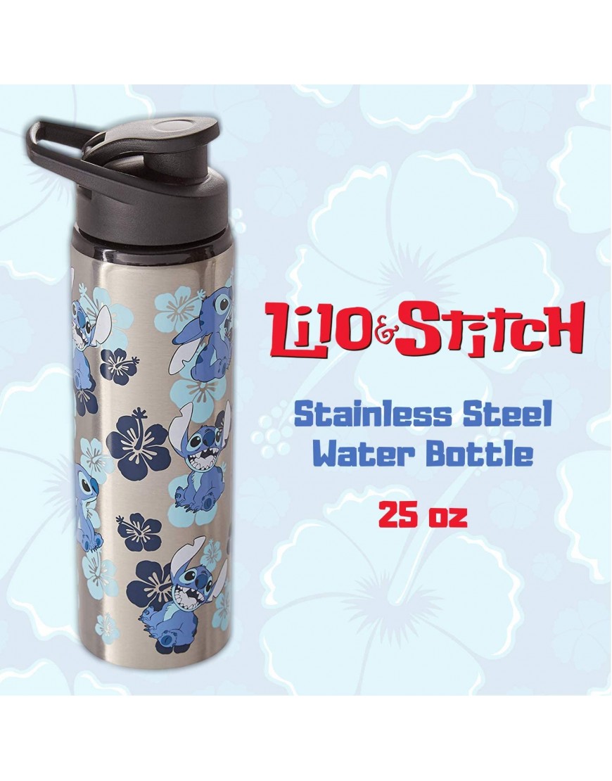 Silver Buffalo Lilo and Stitch Double Walled Stainless Steel Water Bottle 25 Ounces
