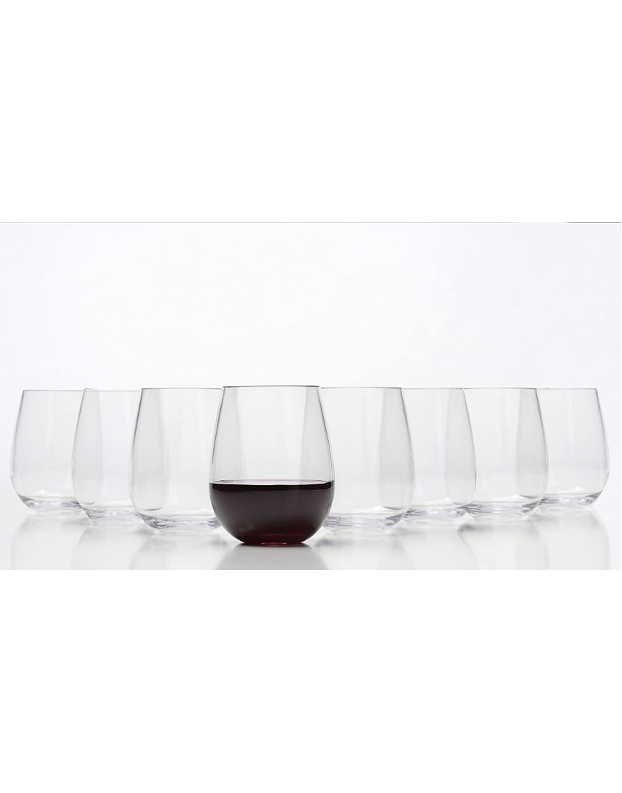 Stemless Wine Glasses Unbreakable Shatterproof BPA Free Plastic Tritan Set of 8 16oz Dishwasher Safe