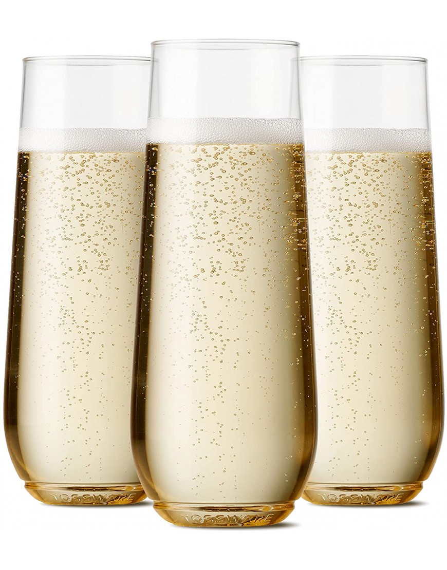 TOSSWARE POP 9oz Flute Premium Quality Recyclable Unbreakable & Crystal Clear Plastic Champagne Glasses