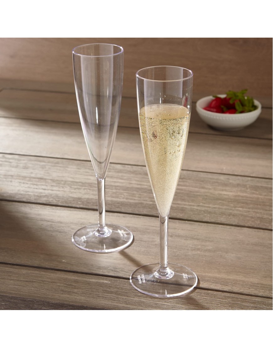 US Acrylic Plastic 5 ounce One Piece Champagne Flute in Clear | Set of 12 Wine Stems | Reusable BPA-free Made in the USA Top-rack Dishwasher Safe