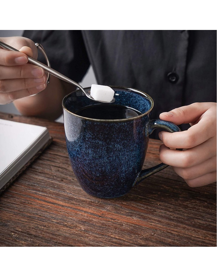 VICRAYS Coffee Mug Set 12 Ounce Set of 6 Ceramic Mug for Men Women Unique Glazed Mugs with Handle for Coffee Tea Milk Cocoa Cerealblue