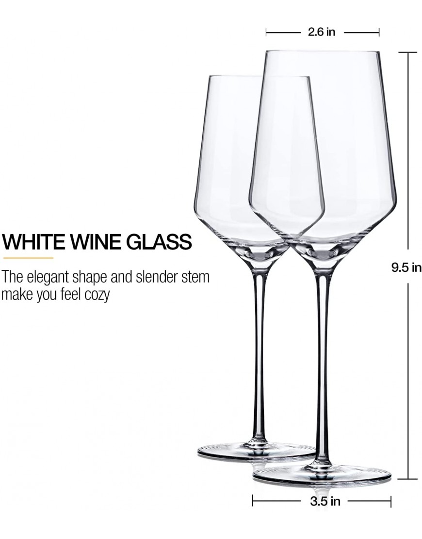 White Wine Glasses Set of 4- Modern Crystal Hand Blown Wine Glass-15 oz,Thin Rim,Long Stem,Perfect for Red or White,Daily Use,Unique Wedding Anniversary or Birthday Gift