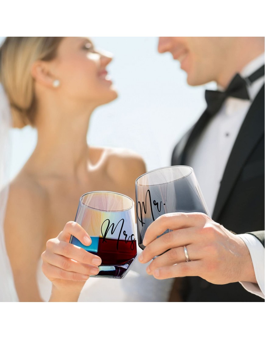 Wine Glasses Gifts for Mr and Mrs Wedding Gifts for Bride and Groom -Gifts for Bridal Shower Engagement Wedding and Married Anniversary-His & Hers Engagement Gift Couples Gifts for Husband & Wife