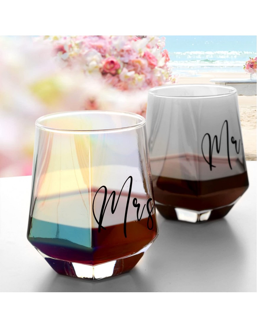 Wine Glasses Gifts for Mr and Mrs Wedding Gifts for Bride and Groom -Gifts for Bridal Shower Engagement Wedding and Married Anniversary-His & Hers Engagement Gift Couples Gifts for Husband & Wife