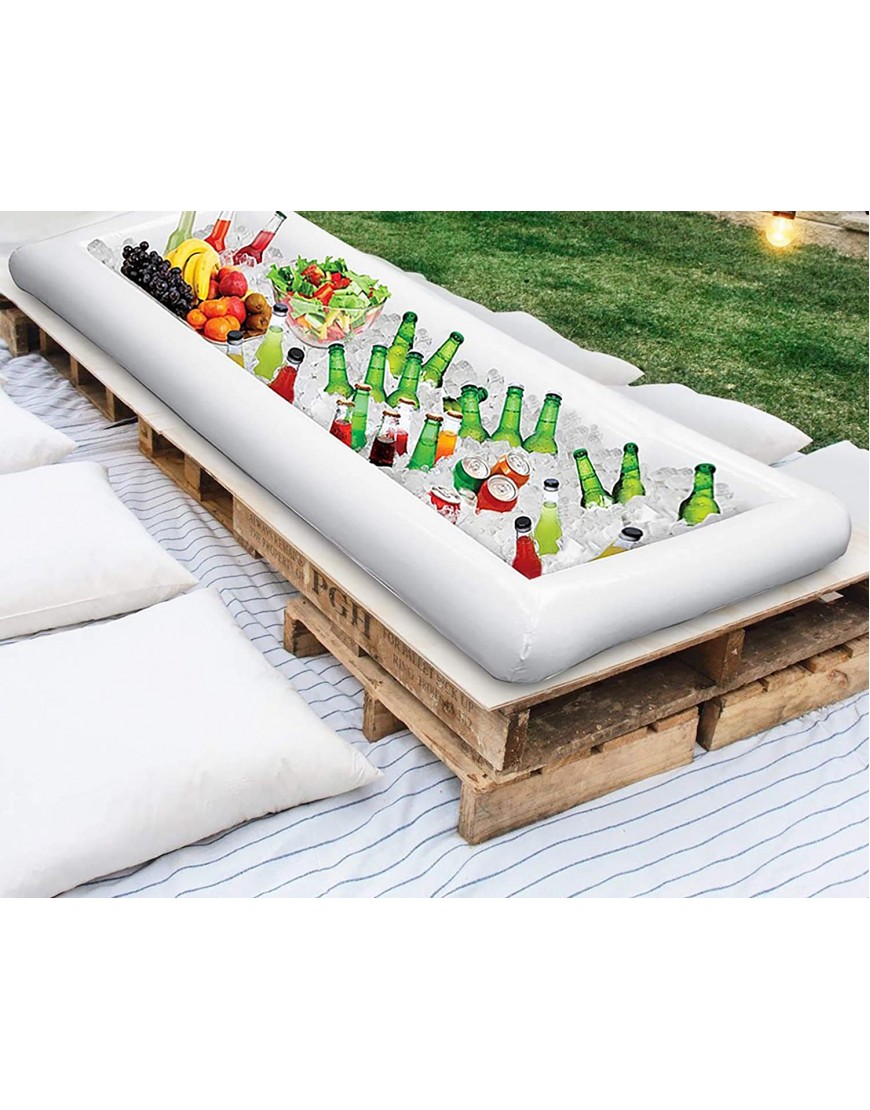 2 PCS Inflatable Serving Salad Bar Tray Food Drink Holder BBQ Picnic Pool Party Buffet Luau Cooler,with a drain plug
