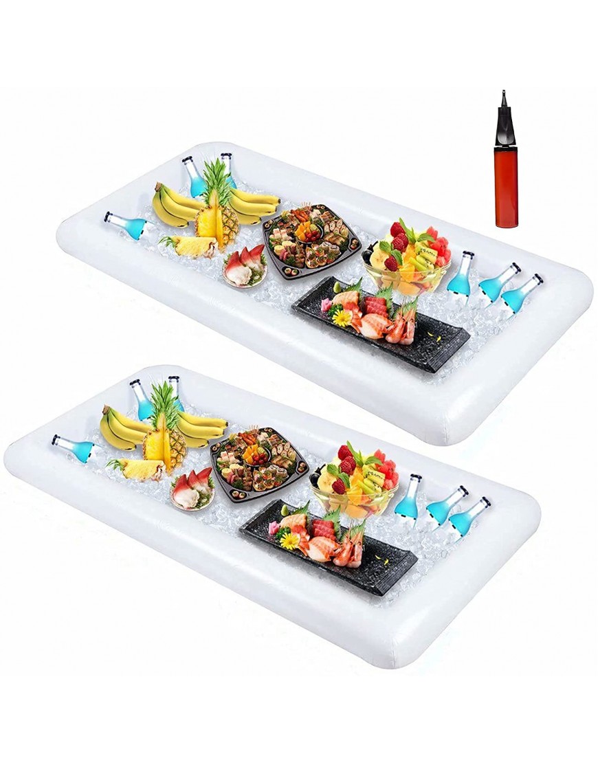 2 PCS Inflatable Serving Salad Bar Tray Food Drink Holder BBQ Picnic Pool Party Buffet Luau Cooler,with a drain plug