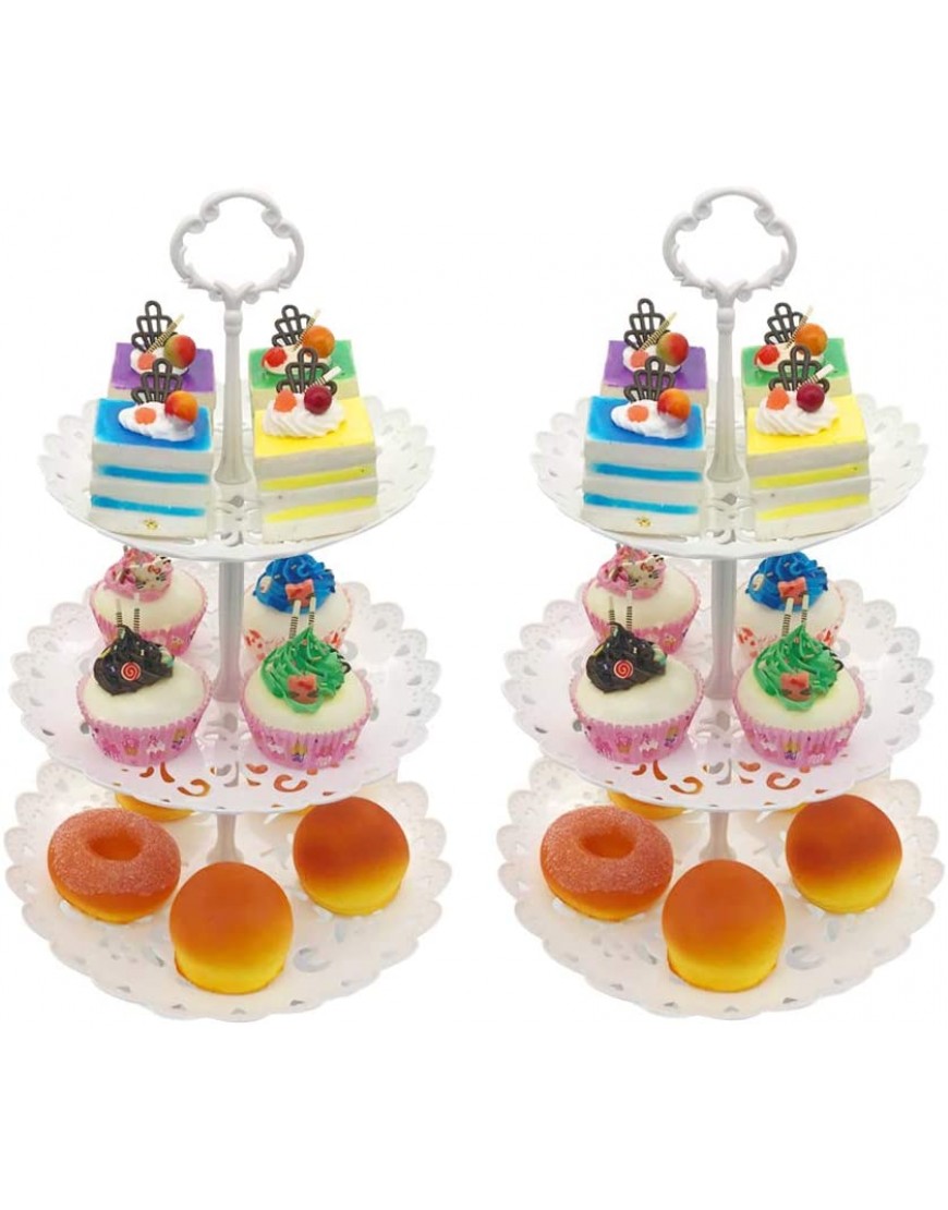 2pcs 3 Tier Dessert Stands Fruit Plates for Wedding Baby Shower Birthday Tea Party 2pcs Round