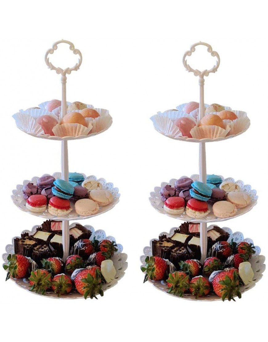 2pcs 3 Tier Dessert Stands Fruit Plates for Wedding Baby Shower Birthday Tea Party 2pcs Round
