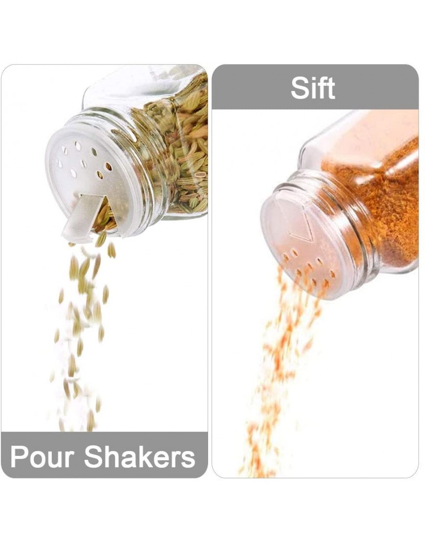 6 oz Empty Glass Spice Jars,Set of 16,Square Glass Seasoning Jars & Salts Containers with Metal Caps and Shaker Lids for Home & Kitchen. Include 1 Pen,1 Funnels and 40 Labels.