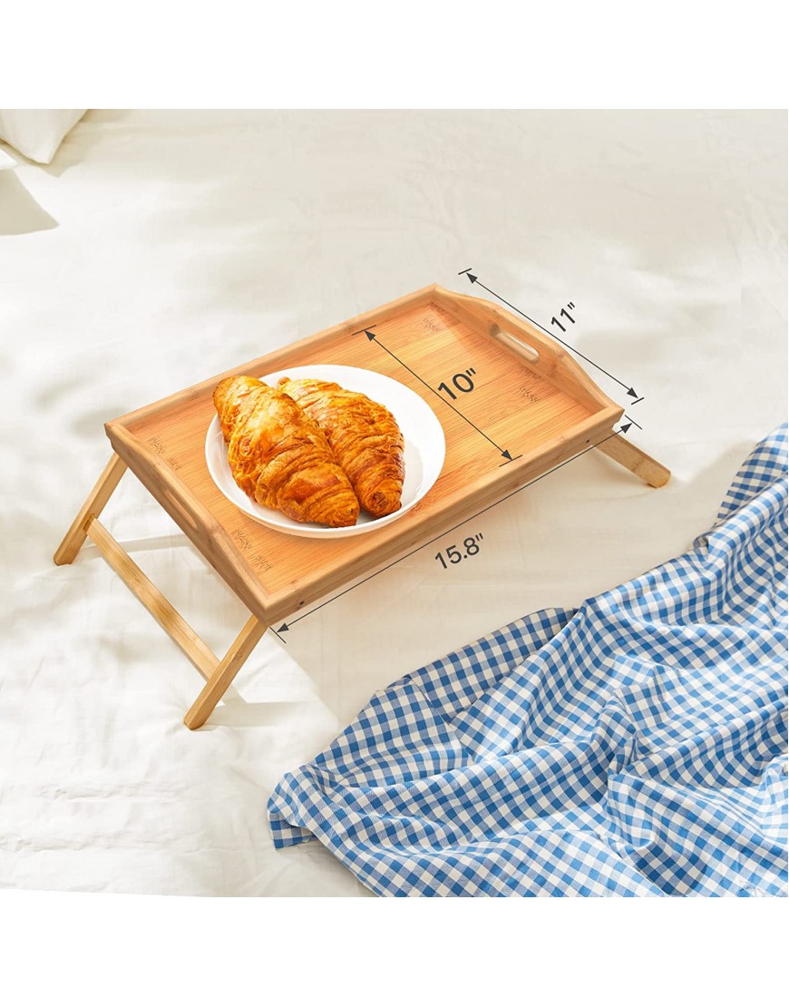 Bamboo Bed Tray Table for Eating TV Breakfast Tray for Bed Foldable Wood Food Dinner Serving Tray with Folding Legs for Bedroom Hospital Home by FURNINXS