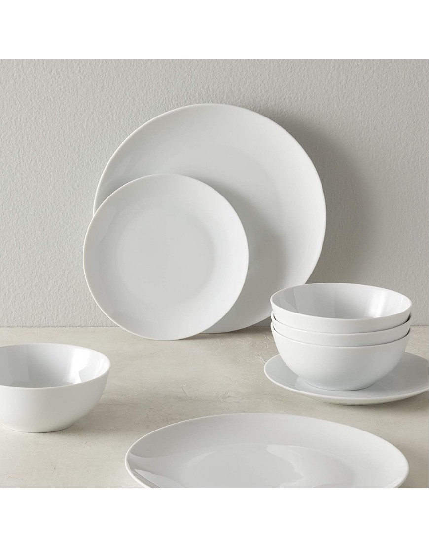 Basics 18-Piece Kitchen Dinnerware Set Plates Dishes Bowls Service for 6 White Porcelain Coupe