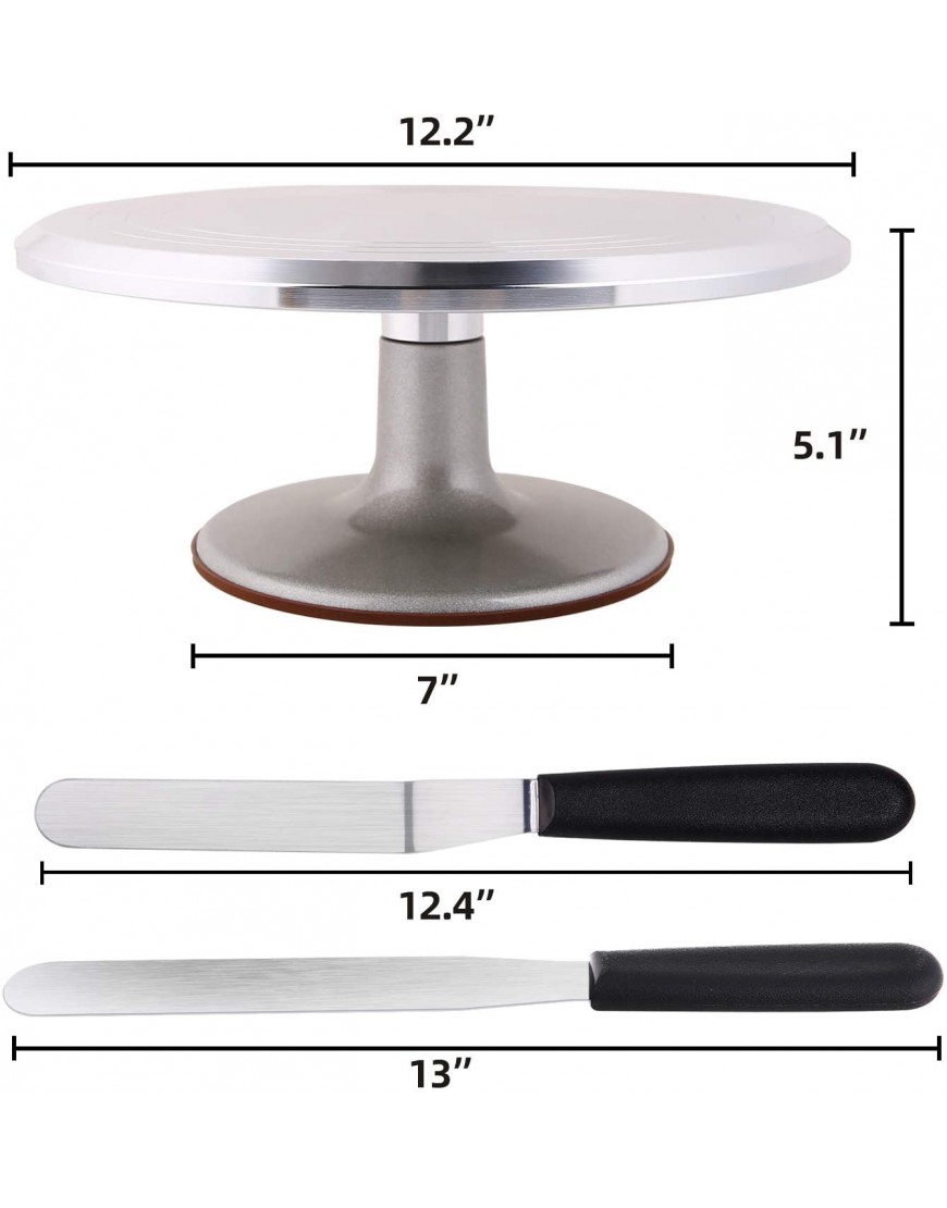 Cake Stand Ohuhu Cake Decorating Supplies Heavy Duty Aluminium12'' Cake Turntable with 2 Icing Spatula and 3 Comb Icing Smoother Baking Cake Decorating kit Rotating Display Stand