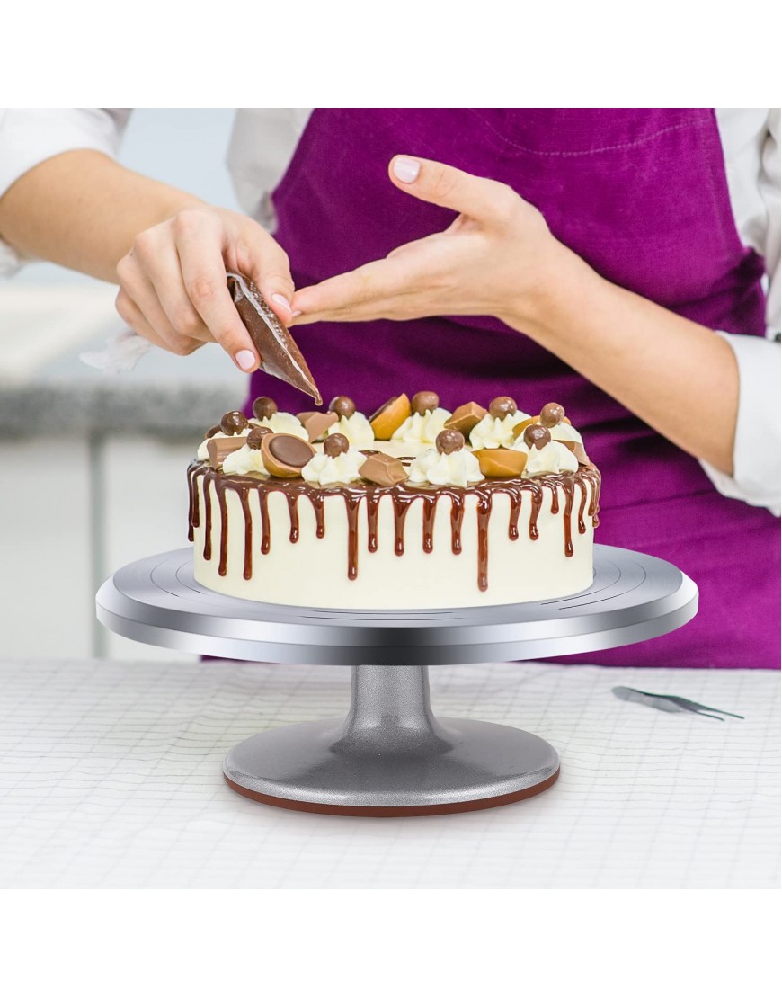Cake Stand Ohuhu Cake Decorating Supplies Heavy Duty Aluminium12'' Cake Turntable with 2 Icing Spatula and 3 Comb Icing Smoother Baking Cake Decorating kit Rotating Display Stand