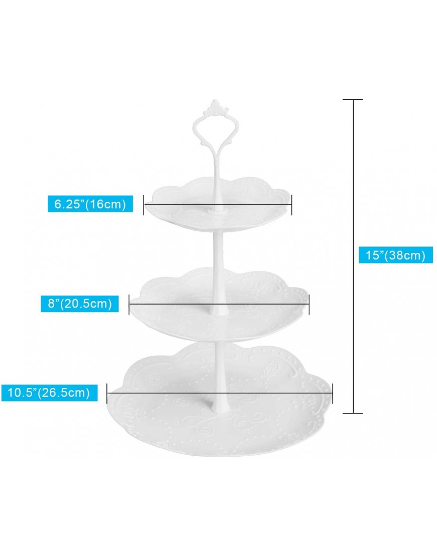 Coitak 3 Tier Cupcake Stand Plastic Tiered Serving Stand Dessert Tower Tray for Tea Party Baby Shower and Wedding Pure White Plastic