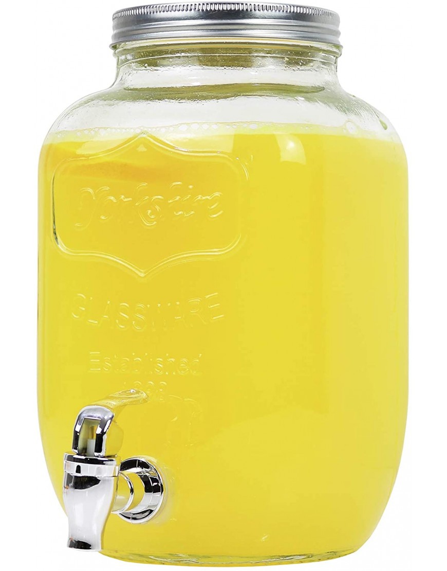 Estilo Glass Beverage Drink Dispenser with Leak Free Spigot 1 Gallon Clear | Parties Weddings and Picnics