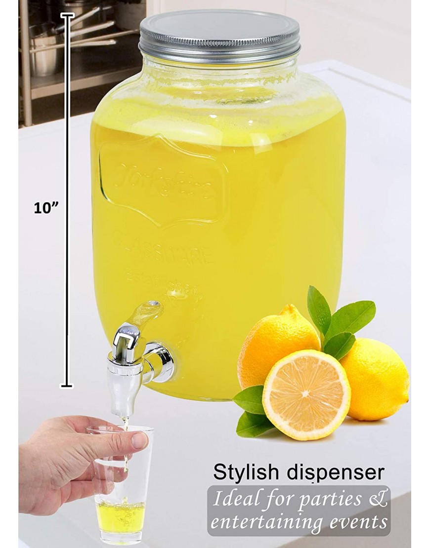Estilo Glass Beverage Drink Dispenser with Leak Free Spigot 1 Gallon Clear | Parties Weddings and Picnics