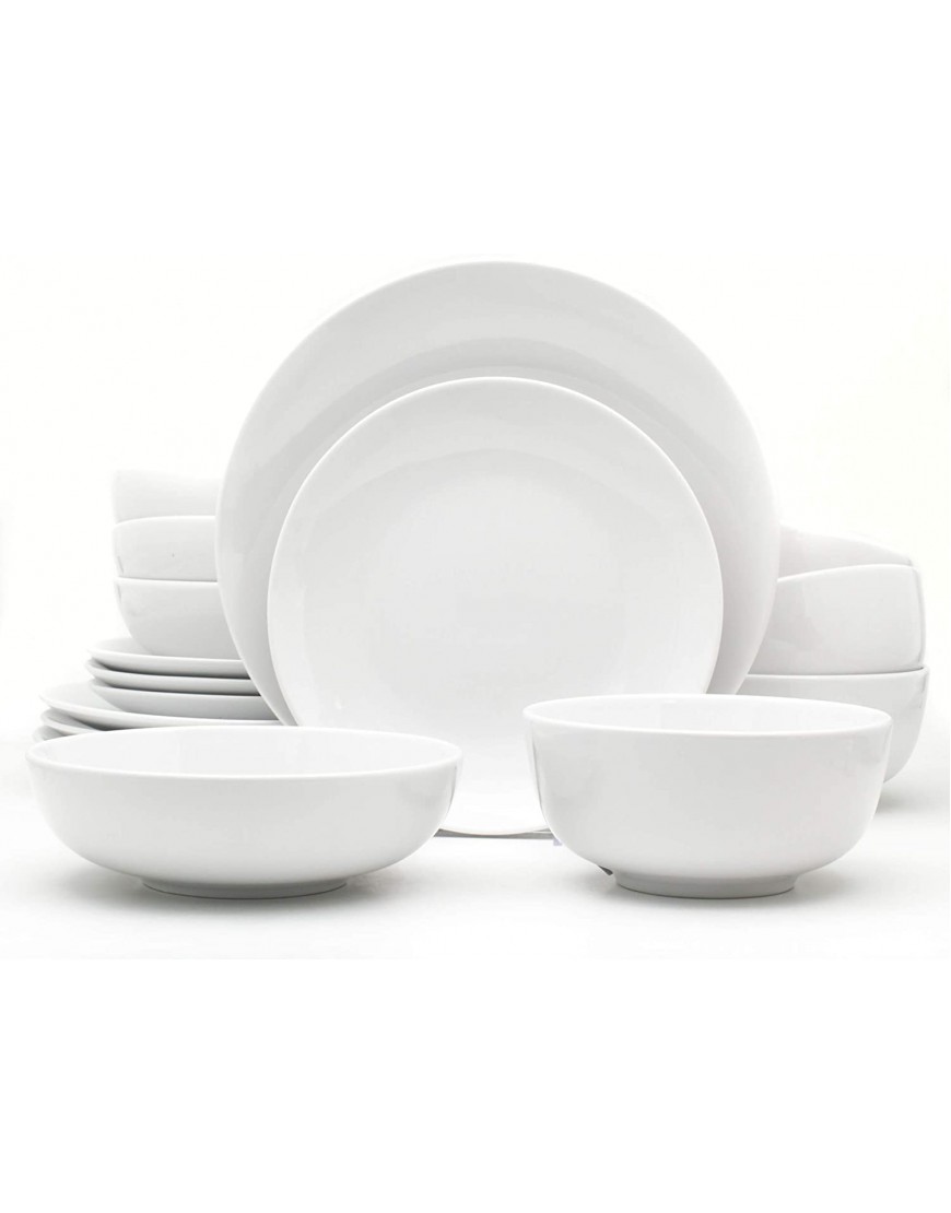 Euro Ceramica Essential Collection Porcelain Dinnerware and Serveware 16 Piece Set Service for 4 Classic White