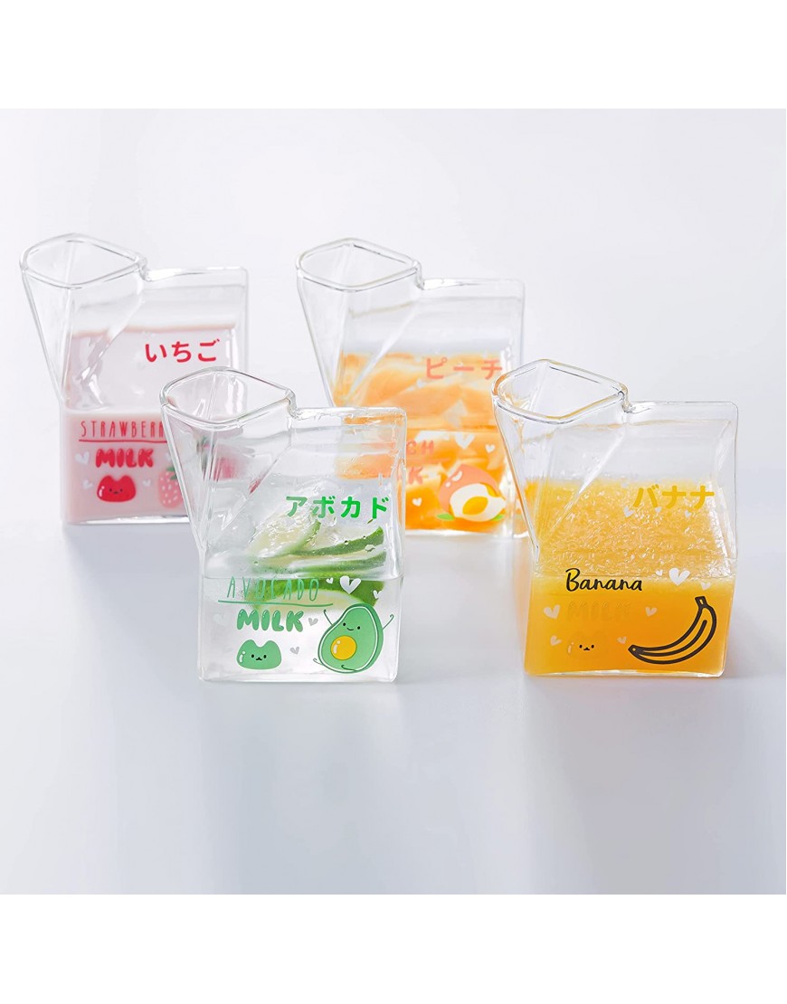 Glass Milk Carton Creamer Pitcher Cute Clear Milk Carton Cup Mini Creamer Pitcher Container 13 Oz 1Pcs