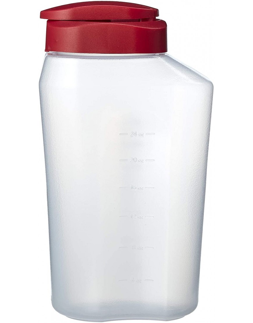 Goodcook 1 Quart Mixing Easy Pour Bottle with measurments Rounded Grip Tighten Square Cap with snap Lock Cap clear and red