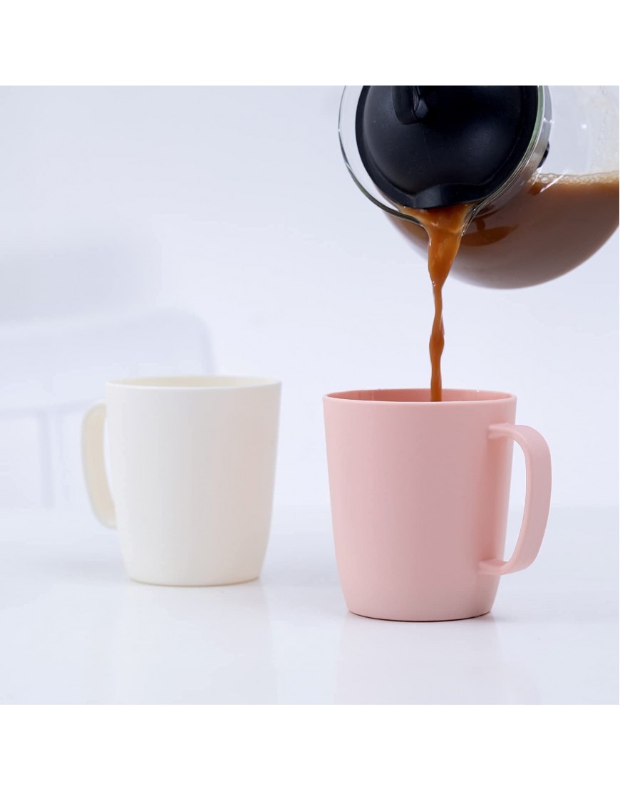 Kurala Coffee Mugs Set of 5 Plastic Coffee Cups Set 10 Ounce Unbreakable Coffee Mug Plastic with Handle 3 Basic Colors Reusable Plastic Mug Dishwasher Safe