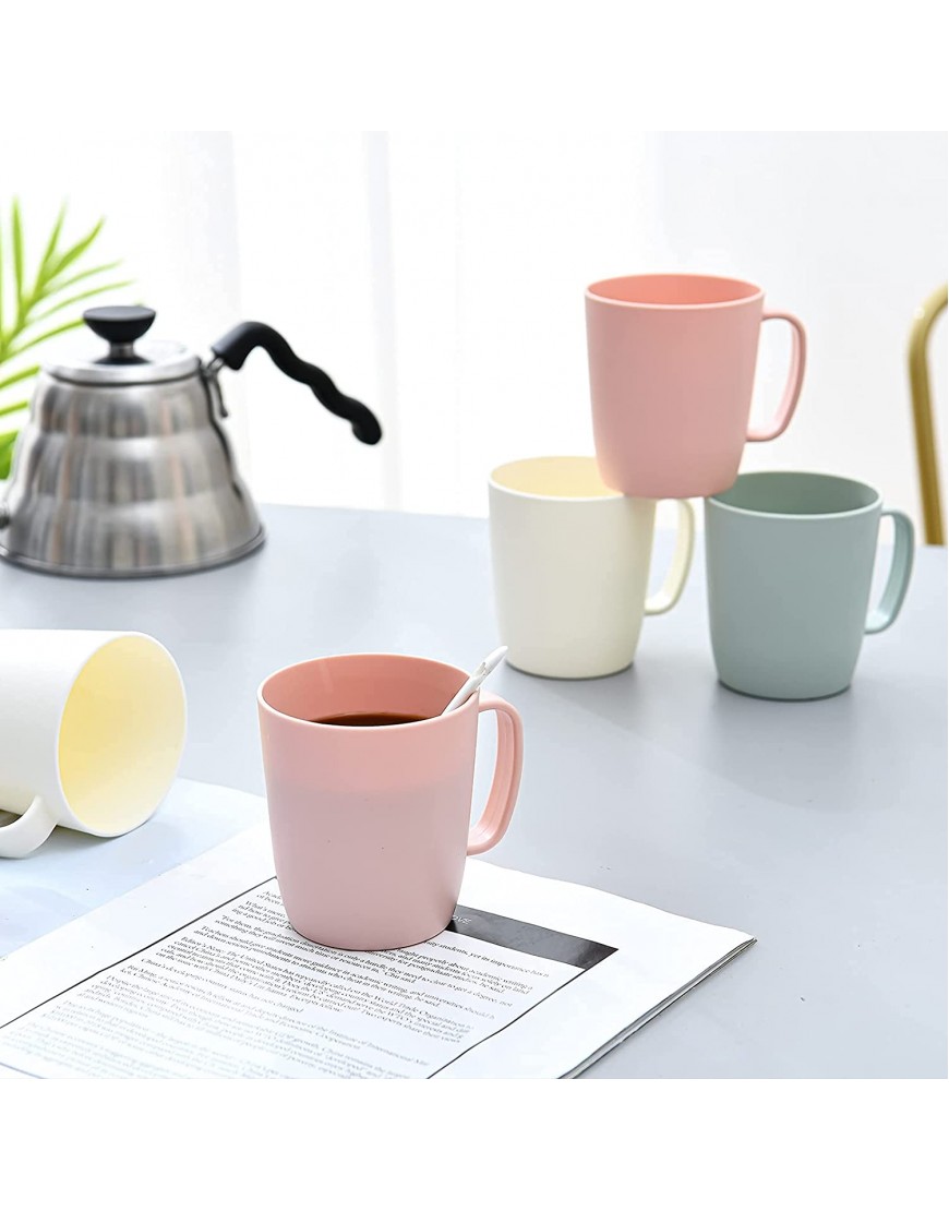 Kurala Coffee Mugs Set of 5 Plastic Coffee Cups Set 10 Ounce Unbreakable Coffee Mug Plastic with Handle 3 Basic Colors Reusable Plastic Mug Dishwasher Safe