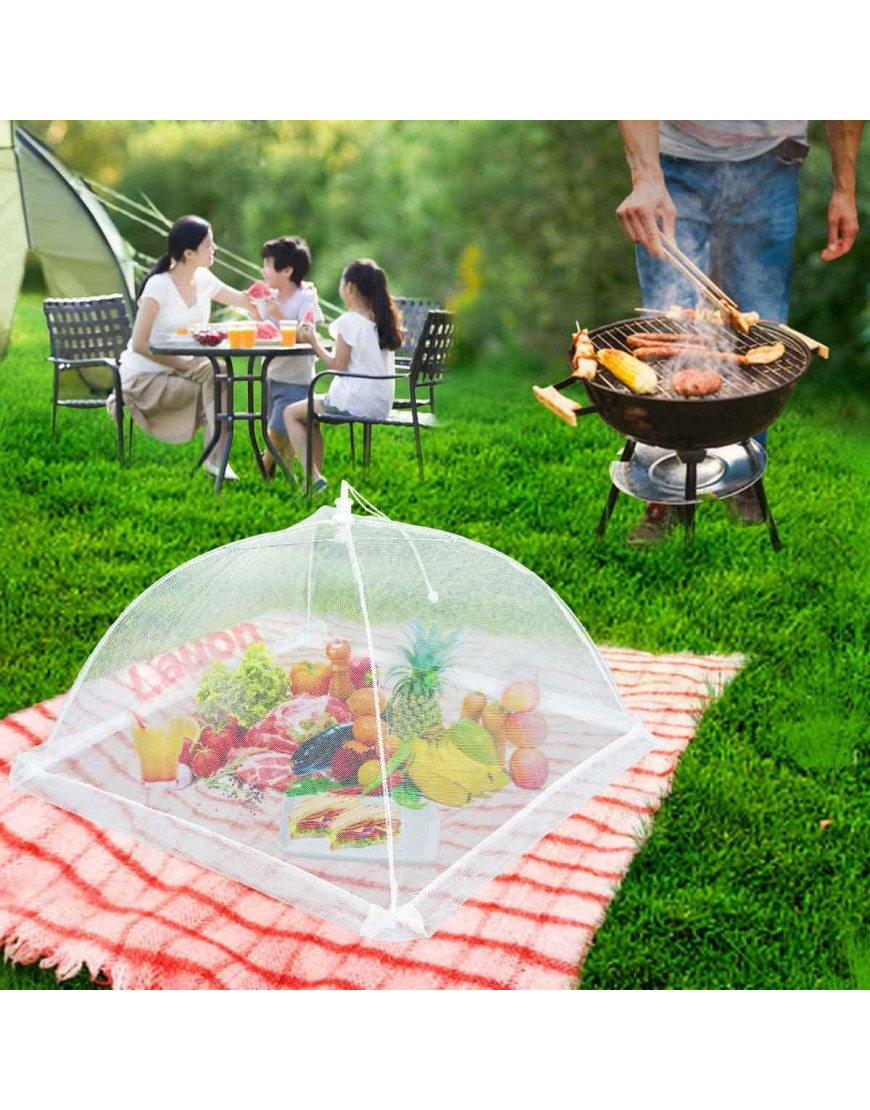 Lauon Food Cover Mesh Food Tent 17x17 6 Pack White Nylon Covers Pop-Up Umbrella Screen Tents Patio Bug Net for Outdoor Camping Picnics Parties BBQ Collapsible and Reusable