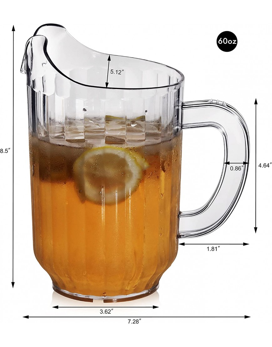 New Star Foodservice 1028041 Restaurant-Grade Break-Resistant Pitcher 60 oz Clear Made in USA with BPA FREE Tritan Material