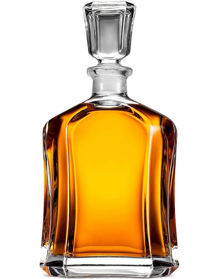 Paksh Capitol Glass Decanter with Airtight Geometric Stopper Whiskey Decanter for Wine Bourbon Brandy Liquor Juice Water Mouthwash. Italian Glass | 23.75 oz