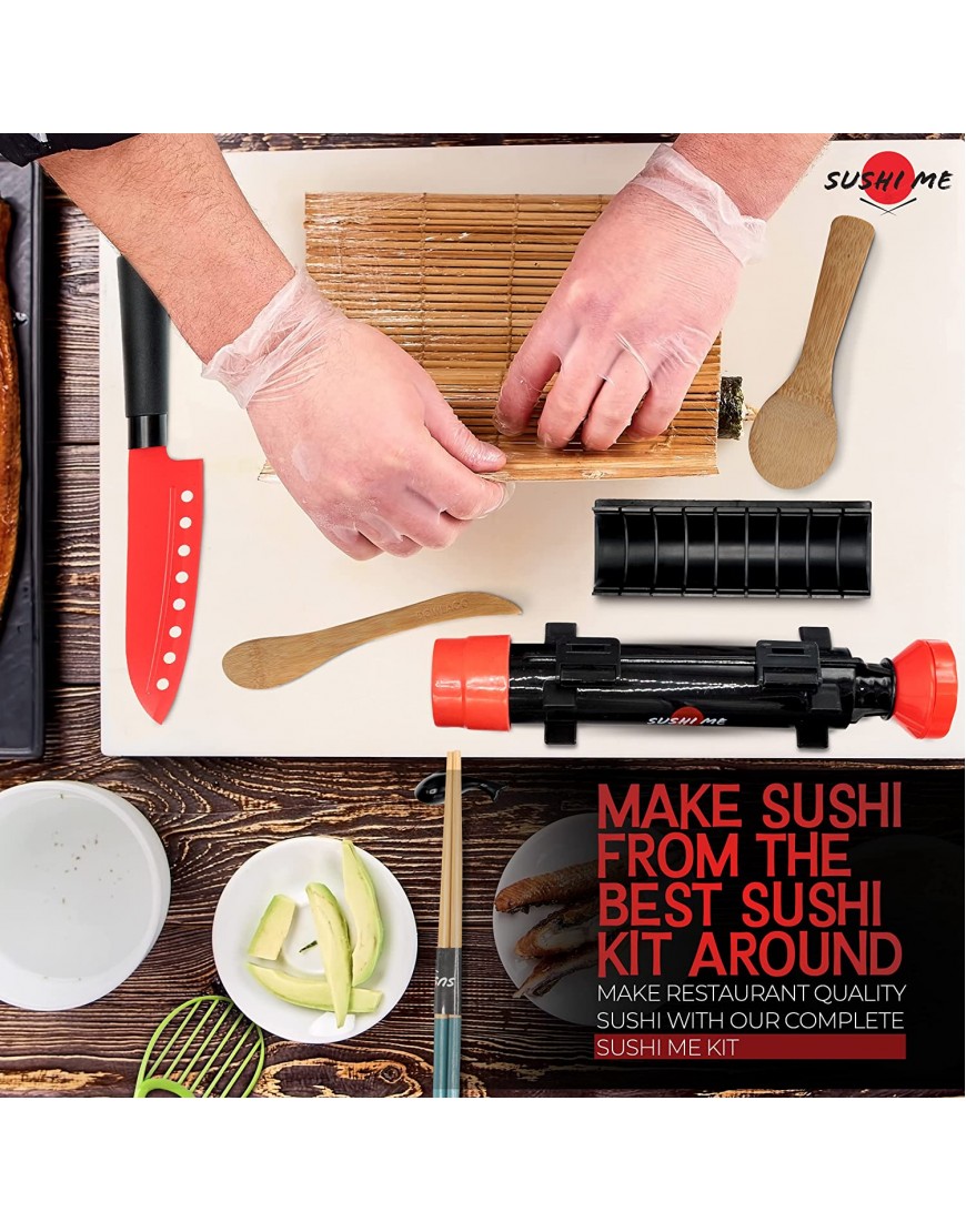 Sushi Making Kit for Beginners DIY Sushi Maker Kit Sushi Kit For Home Includes Sushi Roller Sushi Bazooka Kit Avocado Slicer Sushi Knife Sushi Bamboo Rolling Mat Chopsticks Pack Reusable
