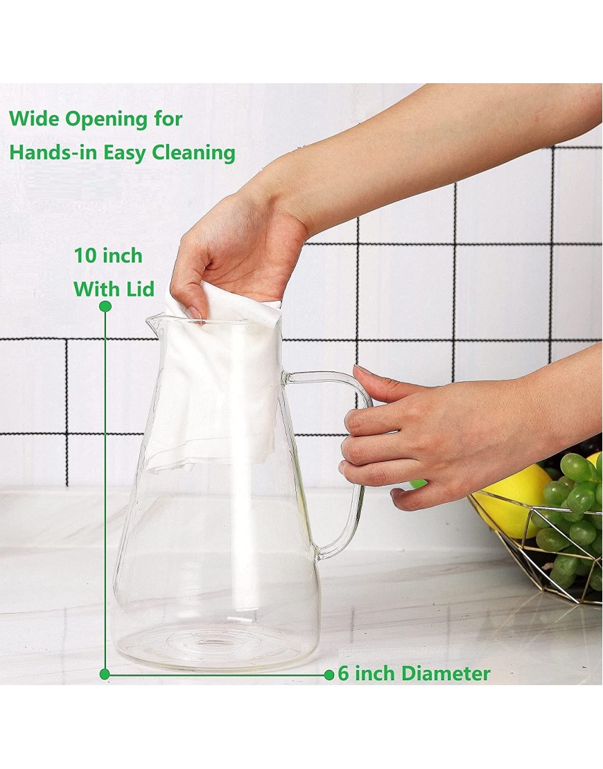 Tbgllmy 2 Liter 68 Ounces Glass Pitcher With Lid Hot&Cold Water Pitcher With Handle for Homemade Beverage Juice Iced Tea and Milk