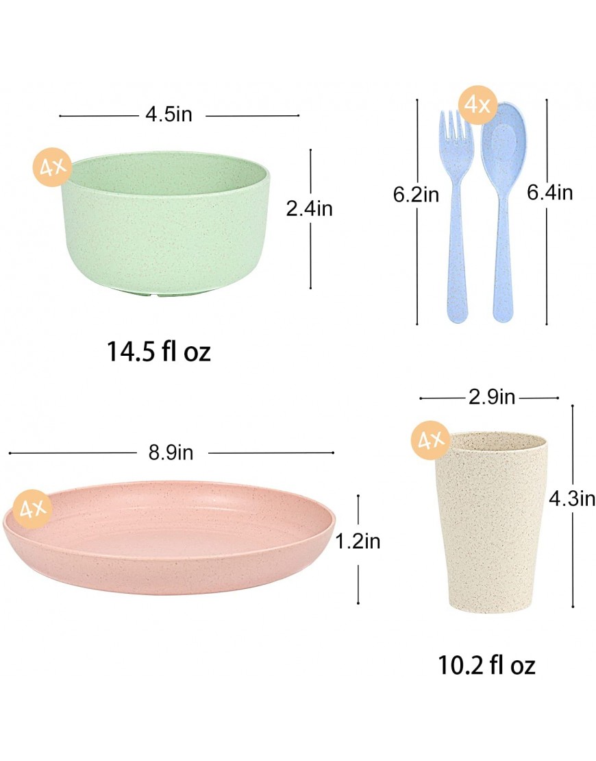 Wheat Straw Dinnerware Sets Homienly 20pcs Unbreakable Microwave Dishwasher Safe Tableware Lightweight Bowls Cups Plates Set Reusable Dinner Plates Bowls Set