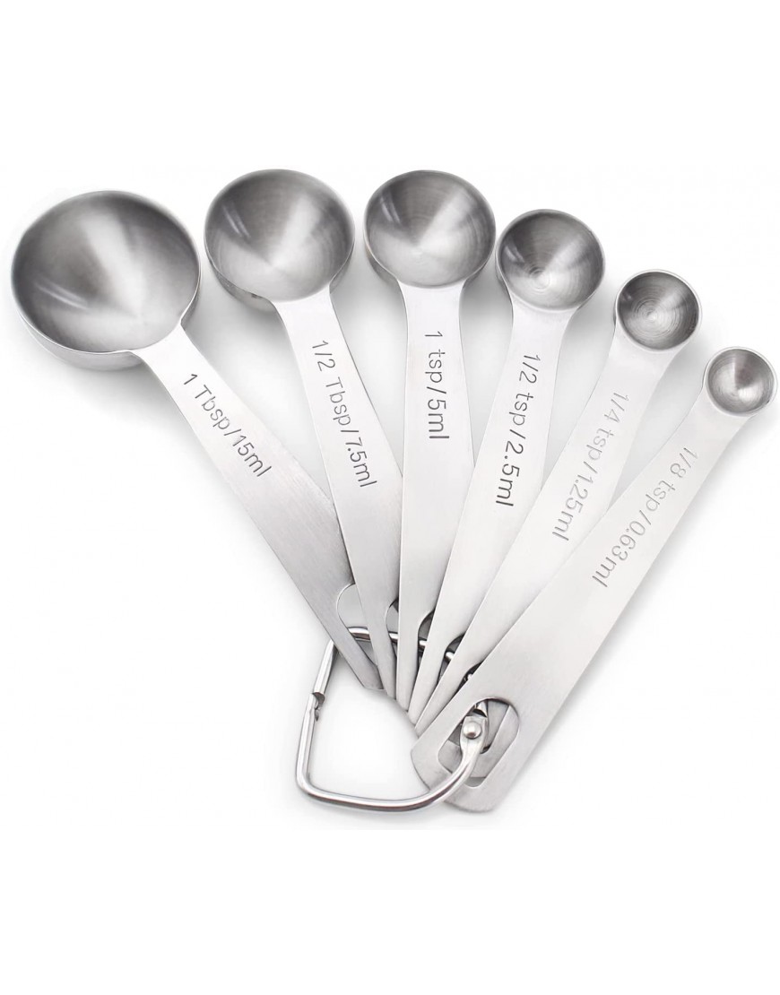 1Easylife 18 8 Stainless Steel Measuring Spoons Set of 6 for Measuring Dry and Liquid Ingredients