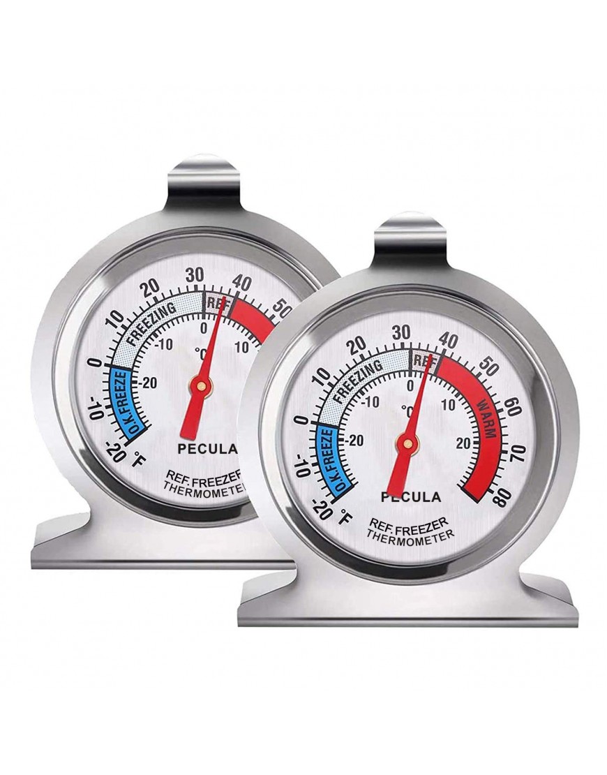 2 Pack Refrigerator Thermometer -30~30°C -20~80°F Classic Fridge Thermometer Large Dial with Red Indicator Thermometer for Freezer Refrigerator Cooler