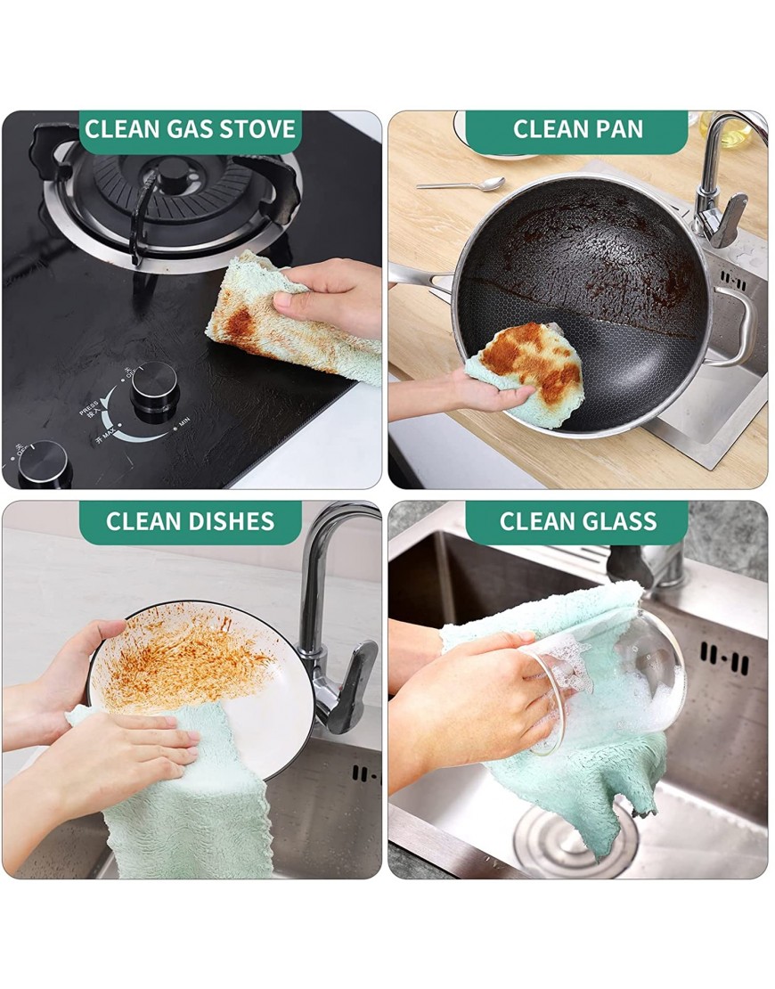 20 Pack Kitchen Dish Cloths Super Absorbent Microfiber Cleaning Cloth for Cleaning Dishes Kitchen Bathroom Car Grey & Green
