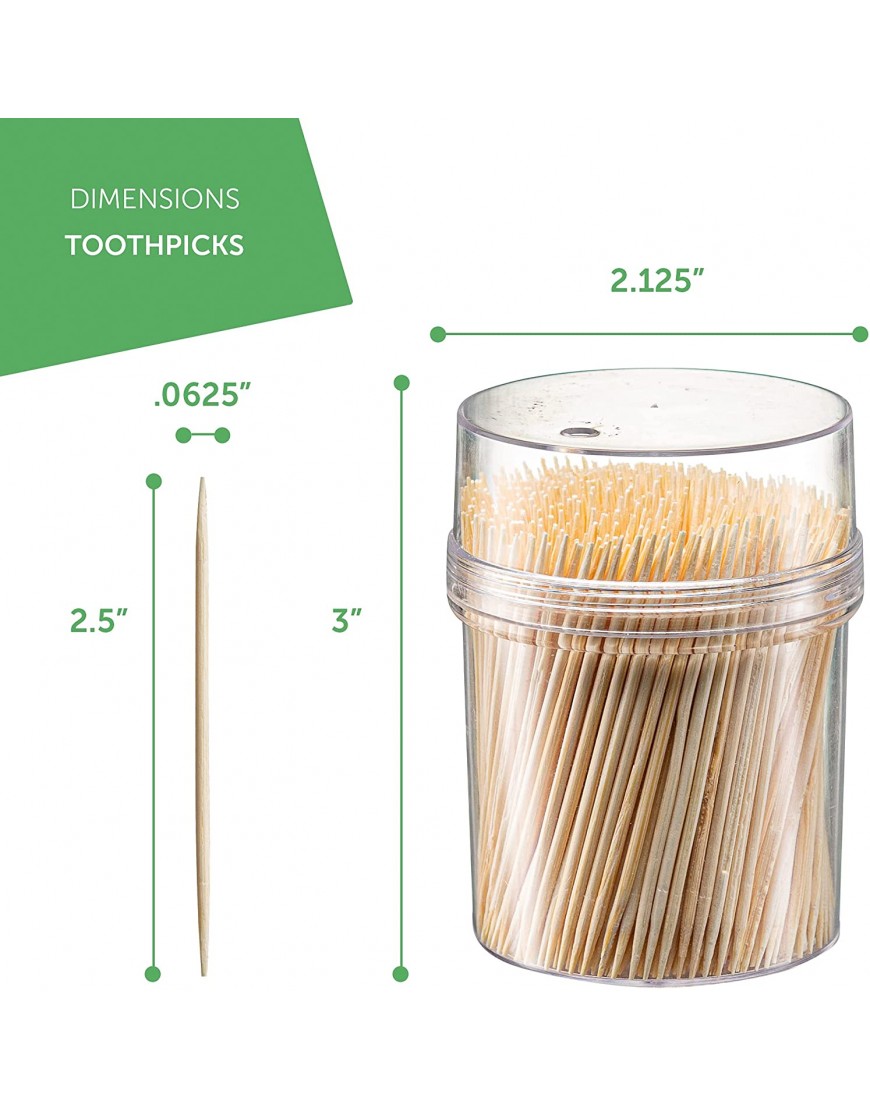 2500 Wooden Toothpicks With Reusable Holder | Sturdy Smooth Finish Tooth Picks | Cocktail Picks | Toothpicks For Appetizers | Toothpicks Wood