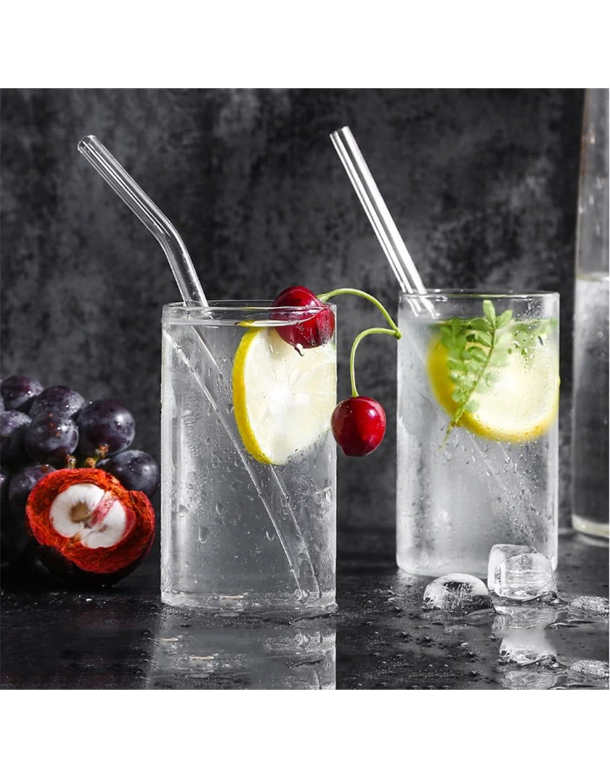 ALINK Glass Smoothie Straws 10 x 10 mm Long Reusable Clear Drinking Straws Pack of 8 with 2 Cleaning Brush,