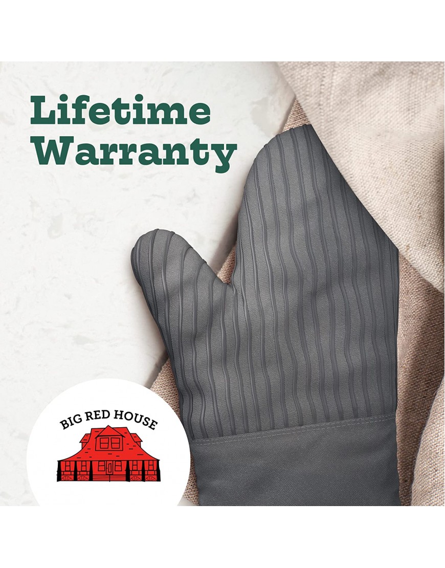 Big Red House Heat-Resistant Oven Mitts Set of 2 Silicone Kitchen Oven Mitt Gloves Grey
