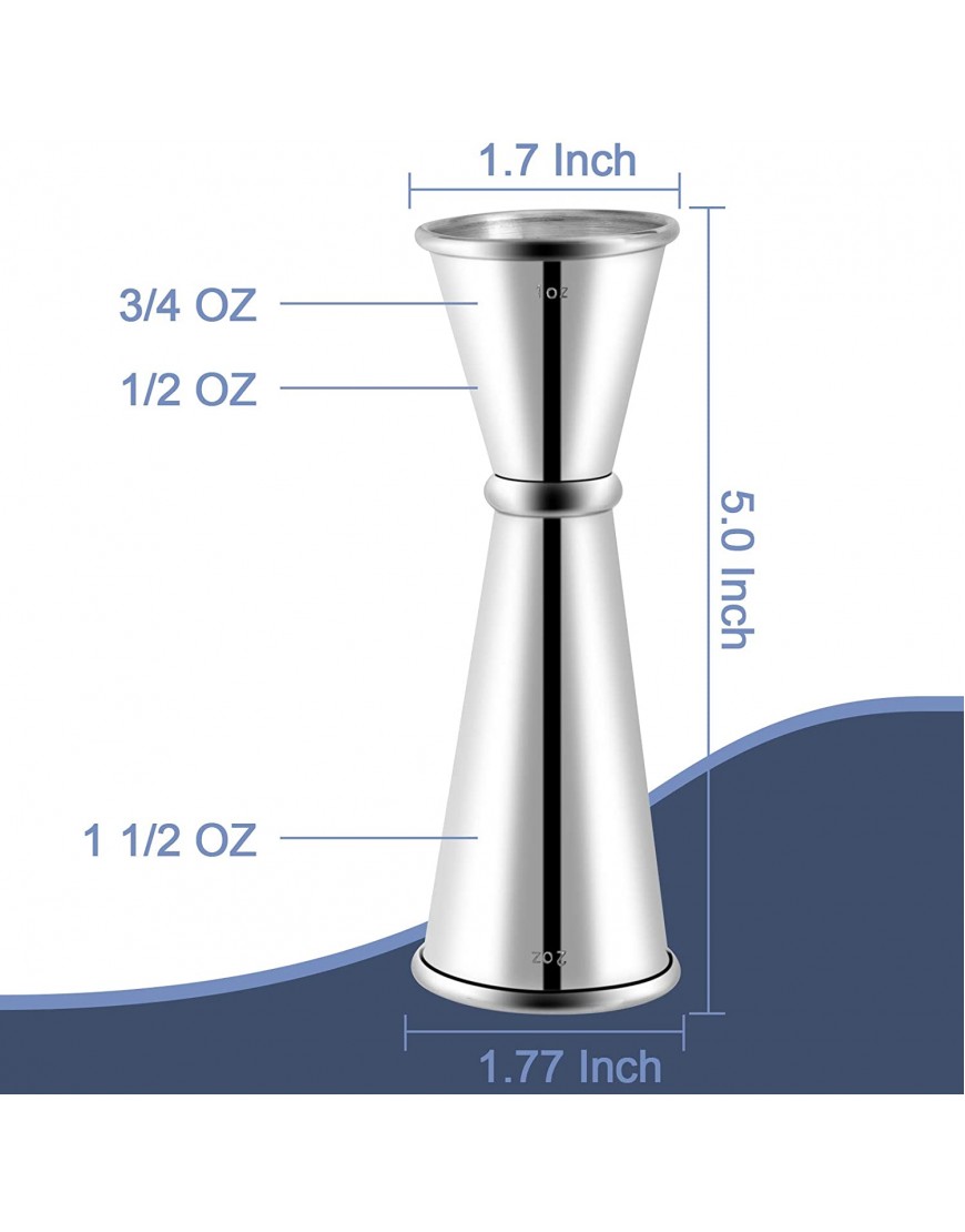 Briout Jigger for Bartending Double Cocktail Jigger Japanese Premium 304 Stainless Steel Jigger 2 OZ 1 OZ with Measurements Inside