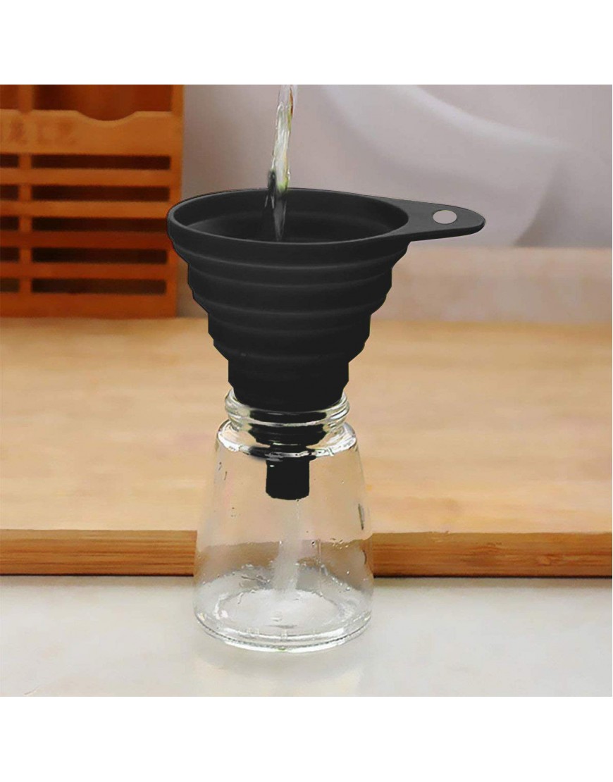 Funnels for Kitchen Use Food Grade Silicone Collapsible Kitchen Funnel Black