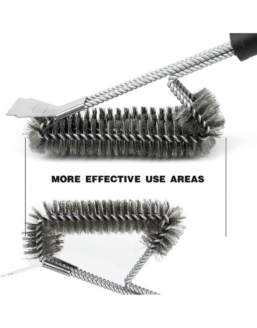 GRILLART Grill Brush and Scraper BBQ Brush for Grill Safe 18 Stainless Steel Woven Wire 3 in 1 Bristles Grill Cleaning Brush BR-4516