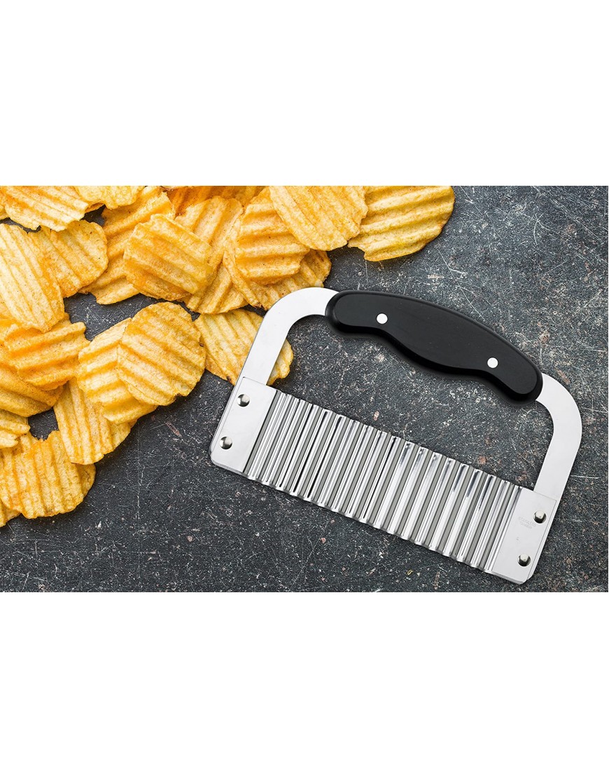 HIC Wavy Crinkle Cutting Tool Serrator Salad Chopping Knife and Vegetable French Fry Slicer Steel Blade 7.25-Inches x 5-Inches