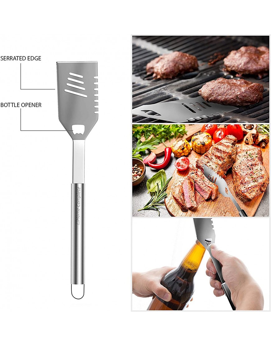 Home-Complete HC-1000 BBQ Accessories – 16PC Grill Set with Spatula Tongs Skewers Case – Barbecue Tools for Father’s Day Wedding Anniversary 16 Piece Silver