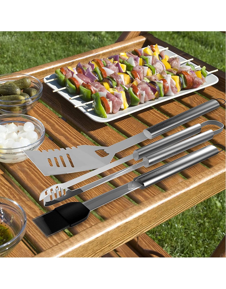 Home-Complete HC-1000 BBQ Accessories – 16PC Grill Set with Spatula Tongs Skewers Case – Barbecue Tools for Father’s Day Wedding Anniversary 16 Piece Silver